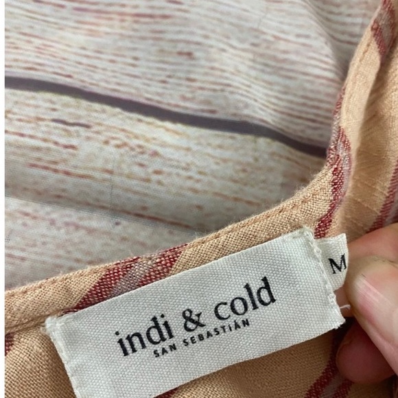 Indi & Cold San Sebastian V Neck Stripe Pheasant Maxi Dress - Medium - Picture 13 of 13